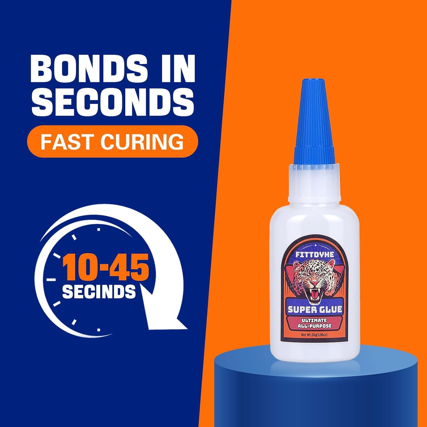 Super Glue Clear 30 g(1.06 oz.), Strong Fast Drying Waterproof Liquid Adhesive for Plastic, Metal, Wood, Rubber, Ceramic, Leather Repair,Rhinestone Jewelry, DIY Crafts