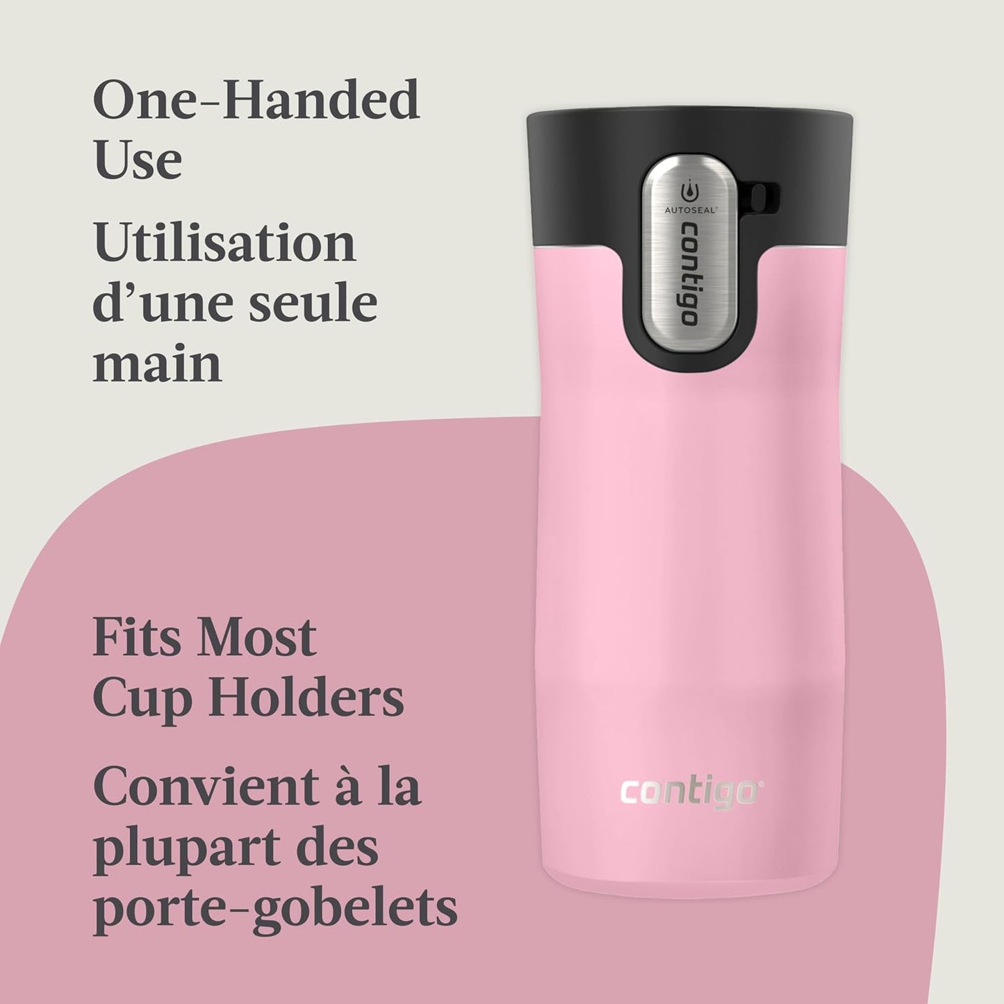 Contigo West Loop 3.0 Stainless Steel Travel Mug with Tea-Bag Hook & Spill-Proof Lid, Vacuum-Insulated Reusable Cup Coffee and Tea, 12 oz (354 mL), Strawberry Cream - Keeps Drinks Hot up to 8 Hours