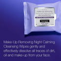Neutrogena Night Calming Makeup Remover Face Wipes, 100% Plant-Based Cloth Hypoallergenic Nighttime Cleansing Towelettes, Remove Waterproof Makeup, Dirt & Oil, Dermatologist Tested, 50 Count (2 x 25 Count)