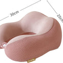 Travel Pillow - Neck Pillow for Traveling, Memory Foam Portable Support Pillow,Comfortable and Lightweight Quick Pack for Camping,Sleeping Rest Cushio (Pink)