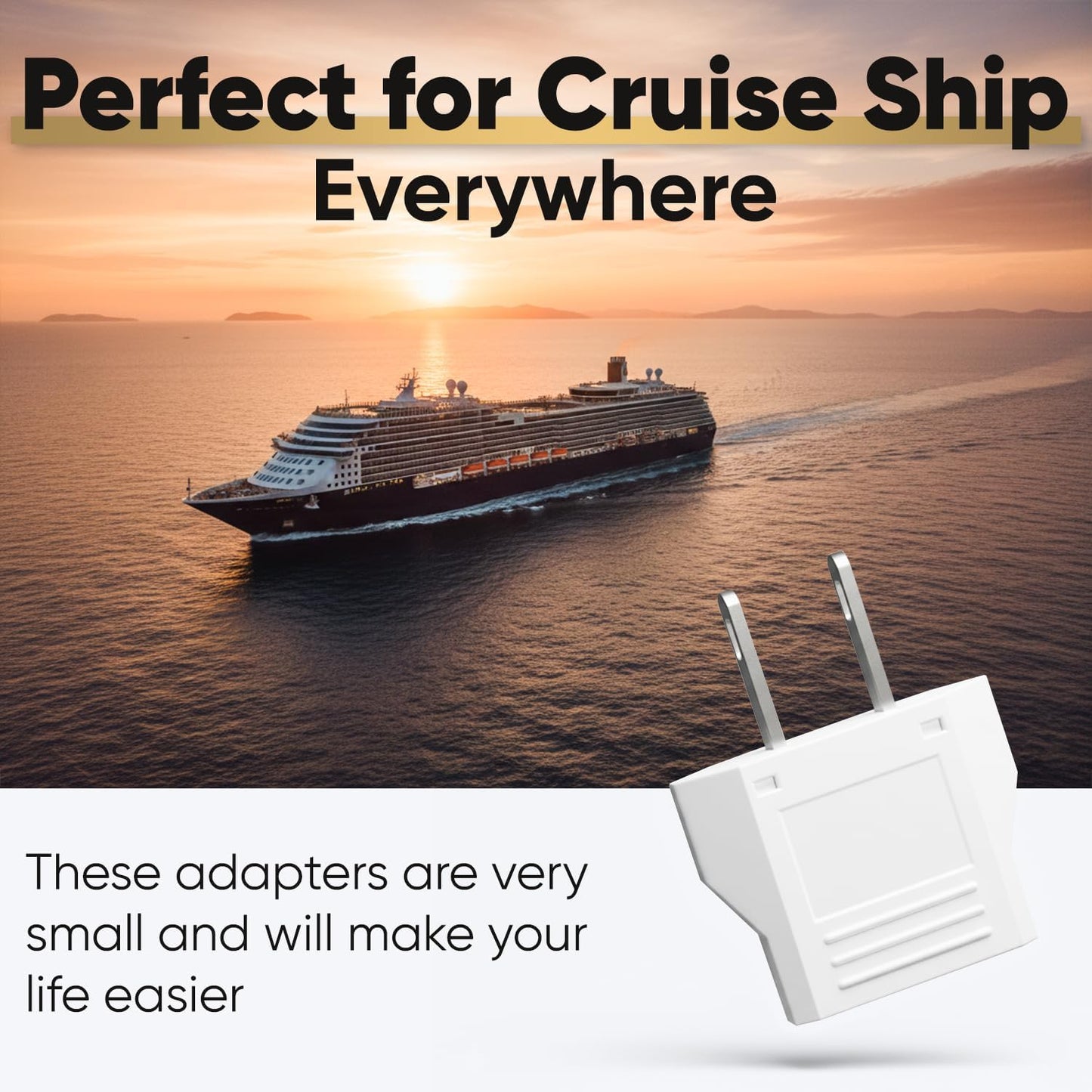 Unidapt European to Canada Plug Adapter, Unidapt Europe to US/CA Plug Adapter, EU to US Plug Converter, Travel from Europe to Type A Outlet, Power Travel Adapters European to Canada, America, Mexico