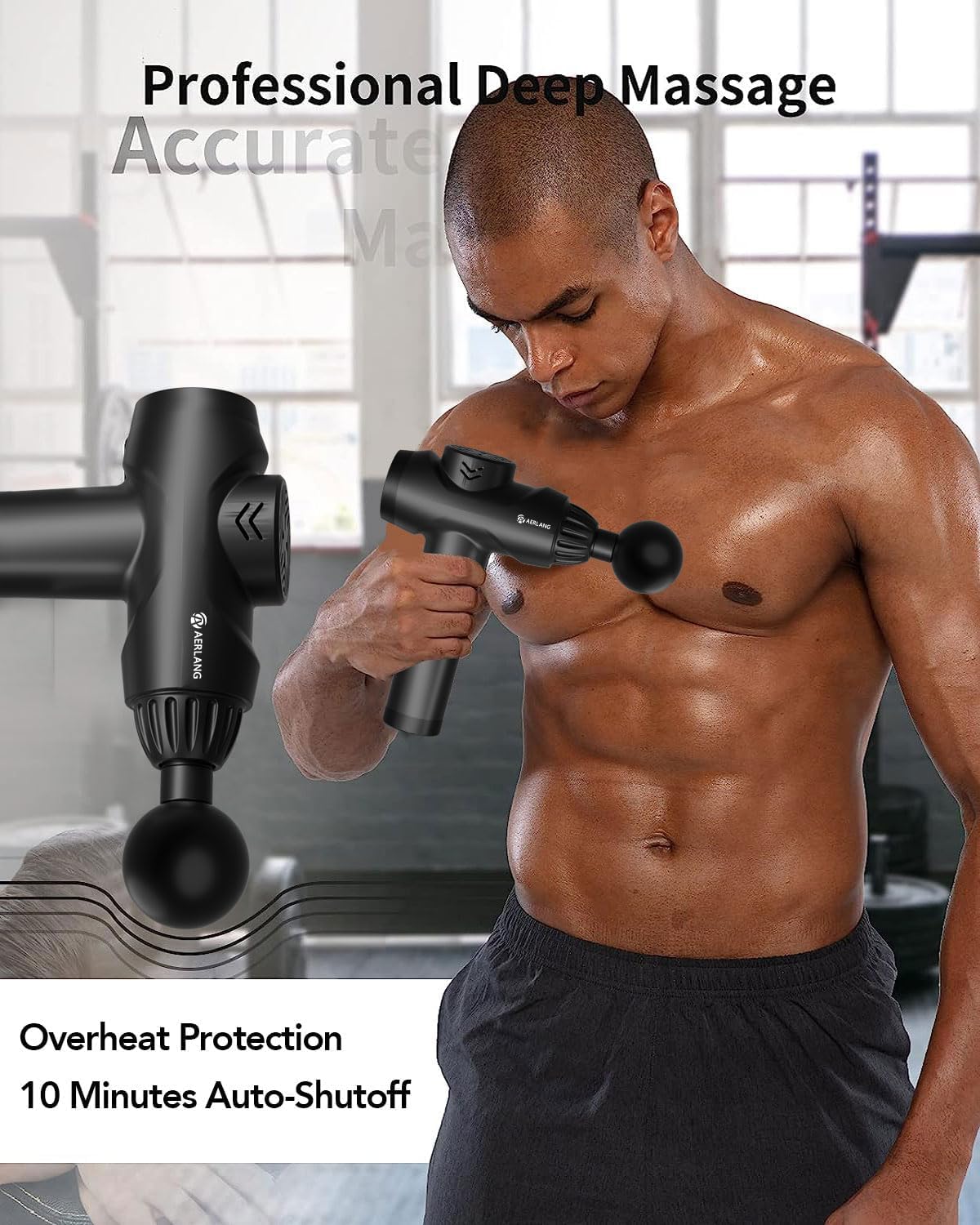 AERLANG Massage Gun,Mothers day gifts ideas Percussion Massage Gun, Muscle Handheld Deep Tissue Massager (Black)-– Six Different Adjustable Heads for Different Muscle Groups - 20 Speed Option
