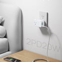 TROND 360° Rotating Multi Plug Outlet Extender, 2 PD 20W USB C Fast Charging Station, Small Power Splitter with 3 Way Sided Wall Socket Adapter for Home Office Dorm Room Cruise Travel Essentials