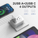 2 Pack European Travel Plug Adapter, VYLEE International Travel Adapter with 2 Outlets 4 USB Ports(2 USB C), 6 in 1 Type C Travel Essentials Charger for US to Most of Europe EU Italy Spain France