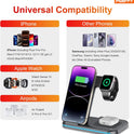 Wireless Charger, 3 in 1 Charging Station, Fast Charging Station Foldable Charging Stand, Wireless Charging Station for Multiple Devices, Compatible with lPhone 17/16/15/14/13 Pro Max Airpods Watch