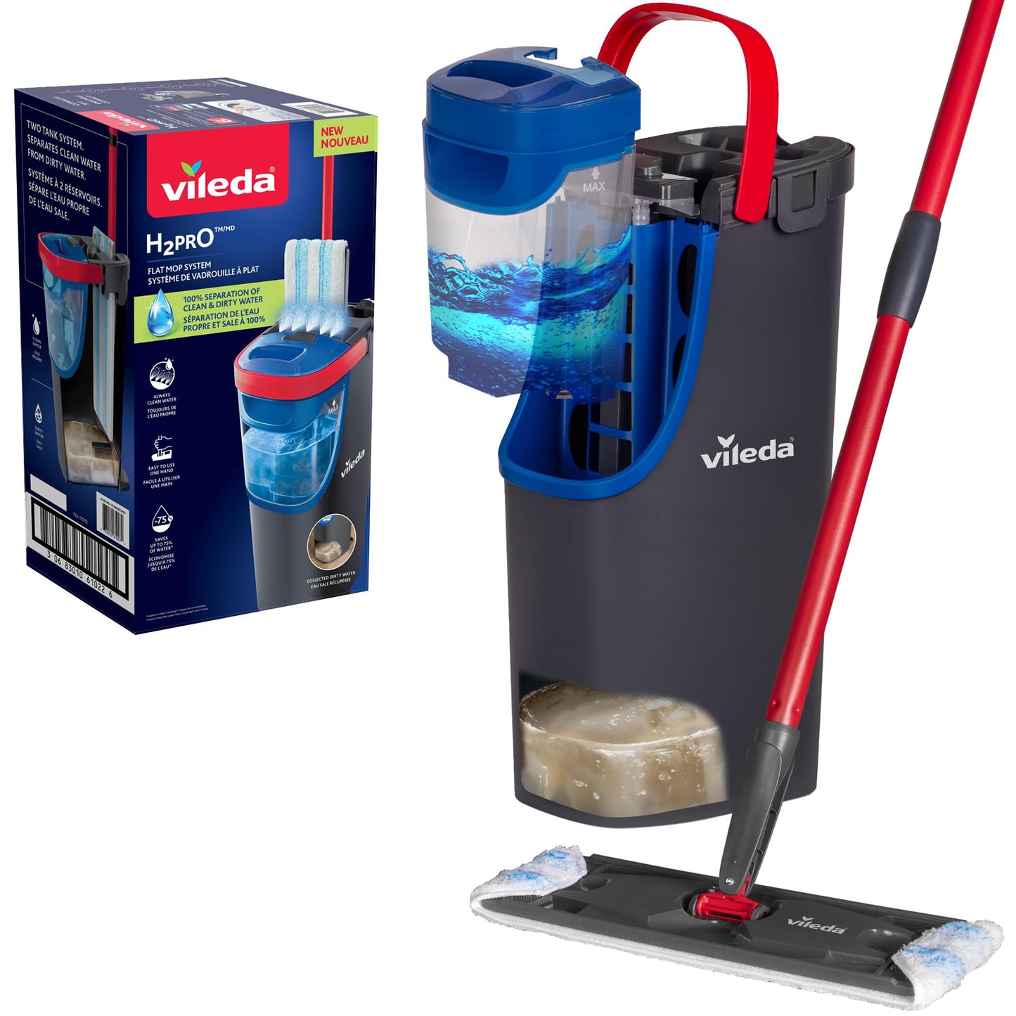 Vileda H2prO Flat Mop & Bucket Set