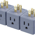 Cable Matters [cUL Listed] 3-Pack 3 Outlet Wall Adapter (3 Outlet Power Cube Tap, Outlet Splitter, Multi Plug Outlet, 3 Way Plug Adapter) in Gray