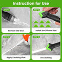 Caulking Tool 5 in 1 Silicone Caulking Grout Removal Sealant Finishing Tool with Grout Scraper, 6 Exchange Silicone Pads, Adhesive Residue Scraper Seam Repair Kit for Kitchen Bathroom