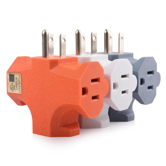 Cable Matters [cUL Listed] 3-Pack 3 Way Plug Adapter 15A 1875W in Combo Colors (3 Prong 3 Outlet Adapter, Power Splitter Plug Outlet, Multi Plug Outlet, Outlet Extender)