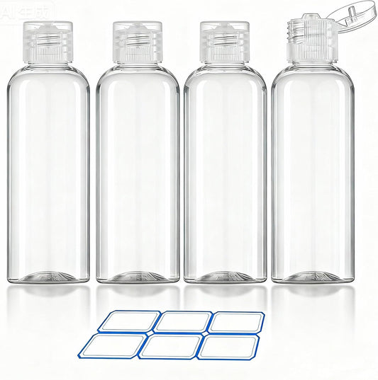 DTDNZKN 4 Pack 3.4 Oz (100ml) TSA Approved Travel Bottles for Toiletries, Leak Proof Plastic Travel Essentials Accessories