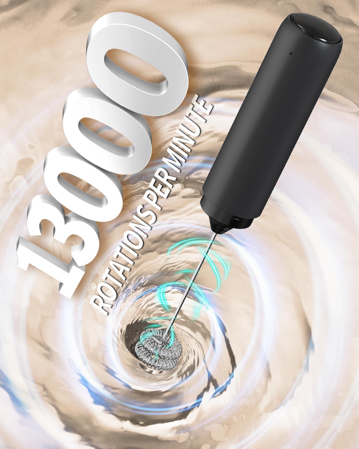 CIRCLE JOY Electric Milk Frother Handheld, Rechargeable Coffee Frother with Dual Spring Whisk, Portable Hand Frother Wand Drink Mixer for Coffee, Hot Chocolate, Cappuccino, Frappe, Matcha, Black