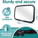 Onco Baby Car Mirror for Back Seat - Double Award-Winning, 100% Shatterproof Mirror, 360° Baby Must Haves, New Born Essentials, Car Mirror Rear Facing, Universal & Shake-Proof