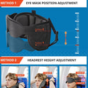 SARISUN Travel Pillow, Neck Pillow with Eye Mask, Airplane Pillow for Long Flight Sleeping Travel, Kids Travel Pillow for Car, Road Trip Car Headrest, Stop Bobblehead, Neck Pain Relief, Black