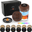 Electric Whiskey Smoker Kit - Built-in Lighter, 6 Lighting Colors, Rechargeable Cocktail Smokers Kit with 6 Wood Chips, Old Fashioned Drink Smoker Kit, Birthday Gifts for Men, Dad (No Butane)