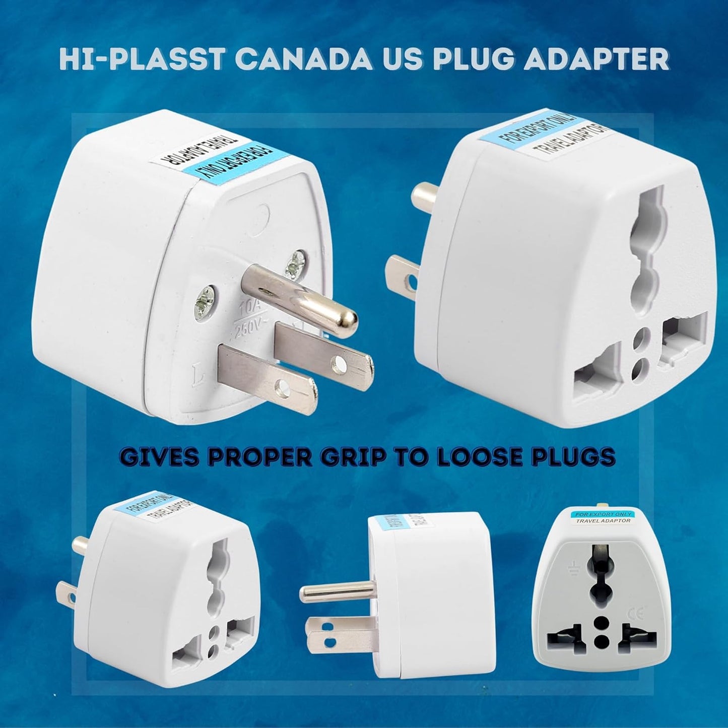 Canada Universal Travel Plug Adapter, 4 pc, UK India European to US Adapter, US Plug Adapter, US Travel Adapter, Plug Converter, Universal Travel Adapter(Gray)