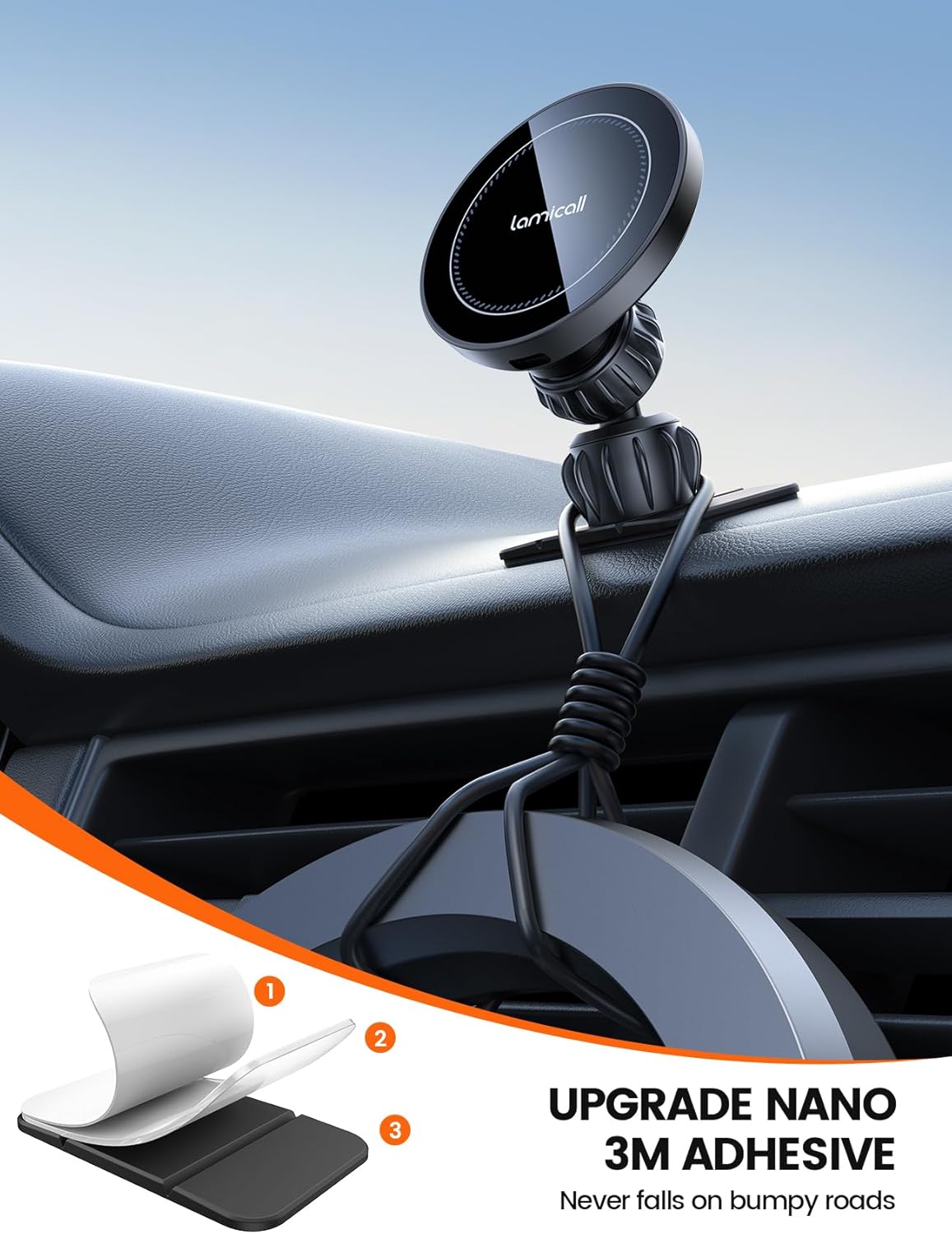 Lamicall 15W for Magsafe Car Mount Charger - Wireless Vent & Dashboard Magnetic Phone Holder Charger, for iPhone 17, 17 Pro, 17 Pro Max, iPhone 16 15 14 for MagSafe Accessories, Electrical Accessories