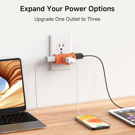 Cable Matters [cUL Listed] 3-Pack 3 Way Plug Adapter 15A 1875W in Combo Colors (3 Prong 3 Outlet Adapter, Power Splitter Plug Outlet, Multi Plug Outlet, Outlet Extender)