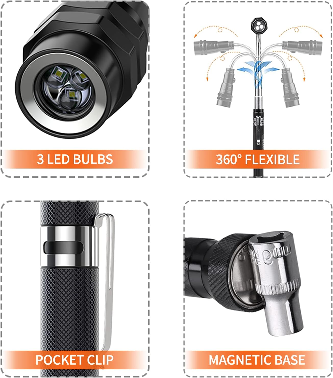 VEITORLD Gifts for Men Dad from Daughter Son Wife, Fathers Day, Extendable Magnetic Flashlight, Telescoping Magnet Pickup Tool, Cool Birthday Gifts for Father Grandpa Husband Boyfriend Women
