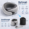 Purroch Neck Pillow Airplane, Travel Pillow with Eye Mask & Earplugs, Memory Foam Pillow with Adjustable Velcro Strap, Pillows for Travel, Plane, Car, Home, Work, Light Grey