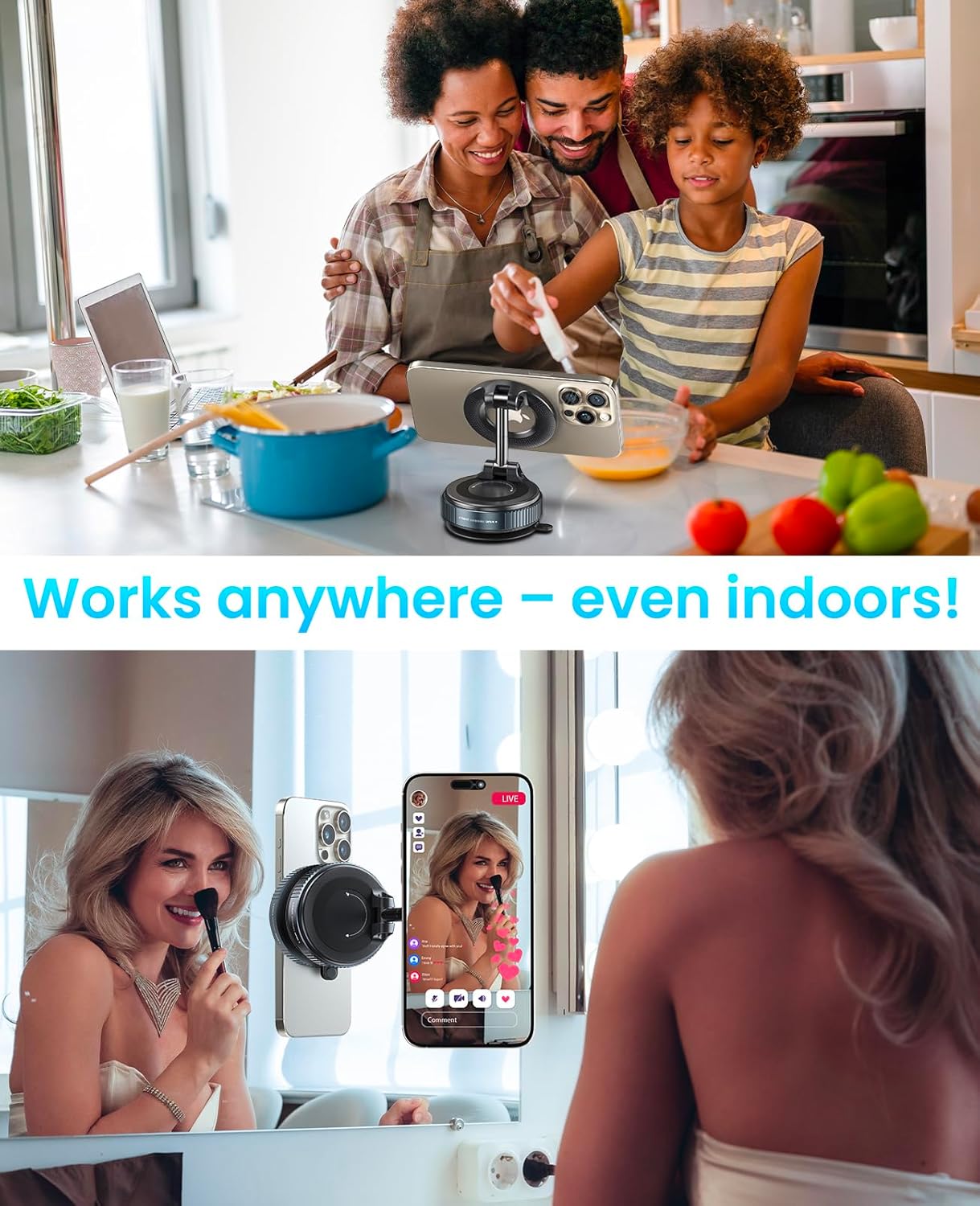 Jononser Magnetic Suction Phone Mount for Magsafe, 360° Adjustable Magnetic Car Phone Holder, Pocket Size Foldable Car Mount, Cell Phone Holders for Your Car for iPhone 17 16 15 14 13 12 Series,Black
