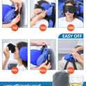 SARISUN Travel Pillow, Neck Pillow with Eye Mask, Airplane Pillow for Long Flight Sleeping Travel, Kids Travel Pillow for Car, Road Trip Car Headrest, Stop Bobblehead, Neck Pain Relief, Black