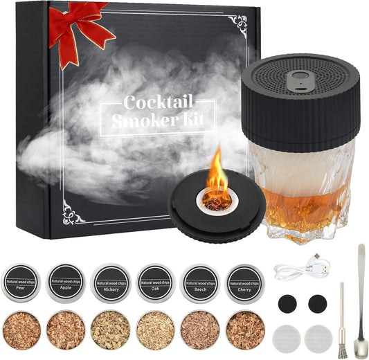 Electric Cocktail Smoker Kit for Bourbon Whiskey, Smoking Smoked Fashion Top Whiskey Making Accessories Infuse Cocktail Wine for Old Fashioned Smoker Kit