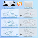 HOMCA Memory Foam Pillow, 2 in 1 Cervical Pillow for Neck Pain Relief, Ergonomic Neck Support Pillows for Side Back Stomach Sleepers with Breathable Pillowcase (Black)