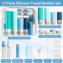 INSFIT 17 Pack Travel Bottles for Toiletries, TSA Approved 90ml 60ml Travel Size Toiletries, BPA Free Leak Proof Squeezable Silicone Tubes Travel Essentials for Shampoo Conditioner Lotion Soap