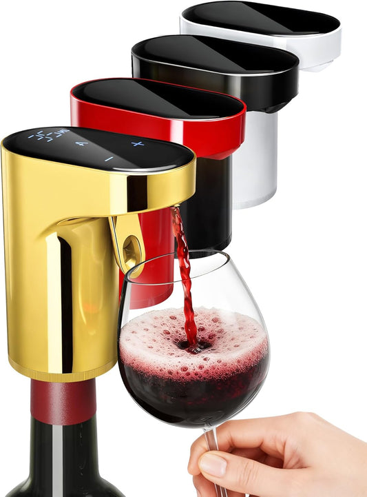 Fathers Day Gift|World Cup Viewing Party Supplies,5-in-1 Electric Wine Decanter & Smart Liquor Dispenser,Automatic Aerator&Pourer with 1-999ml Precision Dosing|Gift for Men,Dad,Whiskey Lovers(Gold)