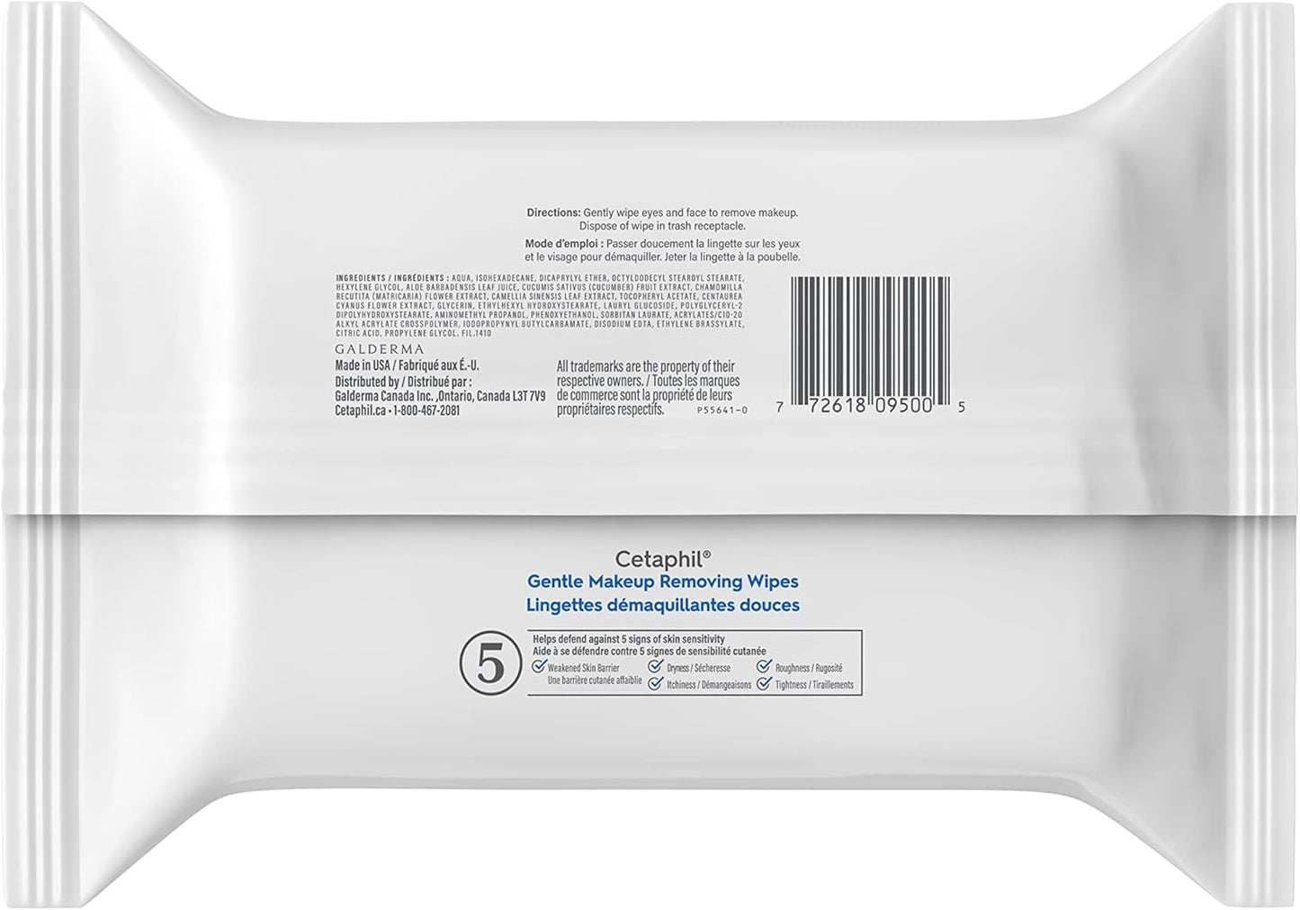Cetaphil Gentle Makeup Removing Wipes with Aloe Vera, Chamomile and Green Tea - Fragrance-Free, Non-Irritating, Paraben-Free - For all skin types, 25-Count