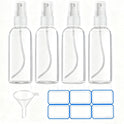 DTDNZKN 4 Pack 3.4 Oz (100ml) TSA Approved Travel Bottles, Travel Size Containers Spray Bottles with Labels - Fine Mist, Refillable, Reusable, Leak Proof