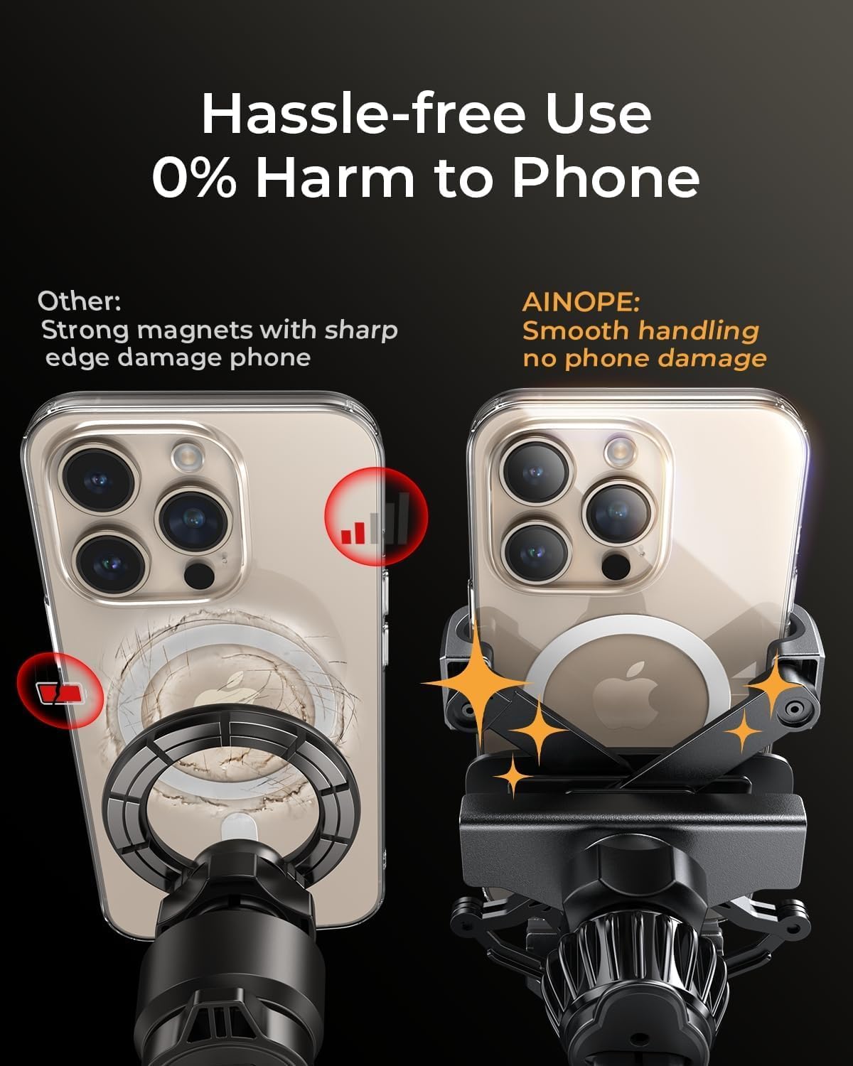 AINOPE Phone Holder for Car Vent【2026 Auto Lock】 Car Phone Holder Mount for Car Accesorries for Women Men Mom, Cell Phone Holder Car Vent Clip Hand Free for All 4-7 Inch iPhone 17 16 Pro Samsung S25