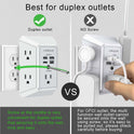 Wall Charger, Surge Protector, QINLIANF 5 Outlet Extender with 4 USB Charging Ports (4.8A Total) 3-Sided 1680J Power Strip Multi Plug Adapter Spaced for Home Travel Office (3U1C)