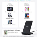 Anker 313 Wireless Charging Stand, Qi-Certified for iPhone 17/16/15/14/13, 10W Fast Charging for Galaxy S23/S22/S21 (No AC Adapter)