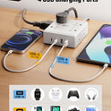 Surge Protector Power Bar, SUPERDANNY 6 Ft Extension Cord with 8 Outlets & 4USB Ports (2 USB 2 C), Mountable Flat Plug Power Strip, Surge Protection for Home, Office, Dorm
