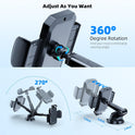 3-in-1 Car Phone Holder, [ Off-Road Level Suction Cup & Clip] Universal Cell Phone Holder Mount Dashboard Windshield Vent One-Hand Operation Holder Compatible with All Smartphones and Cars