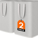Lifewit 2-Pack 80L Freestanding Laundry Hamper, Large Collapsible Laundry Baskets with Easy Carry Extended Handles, Waterproof Clothes Hamper in Bedroom, Bathroom, Laundry Room, College Dorm, Grey