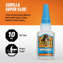 Gorilla Super Glue Liquid, Fast-Setting, Versatile Cyanoacrylate Glue, Anti-Clog Cap, Flow Control Formula, Clear, 0.53oz/15g, (Pack of 1) 112381