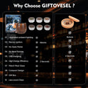 Electric Whiskey Smoker Kit with Unique Charred Wooden Glasses, Cocktail Bourbon Smoker with 6 Flavors Wood Chips, Instant Smoke Output – Ideal Gift for Cocktail & Whiskey Lovers