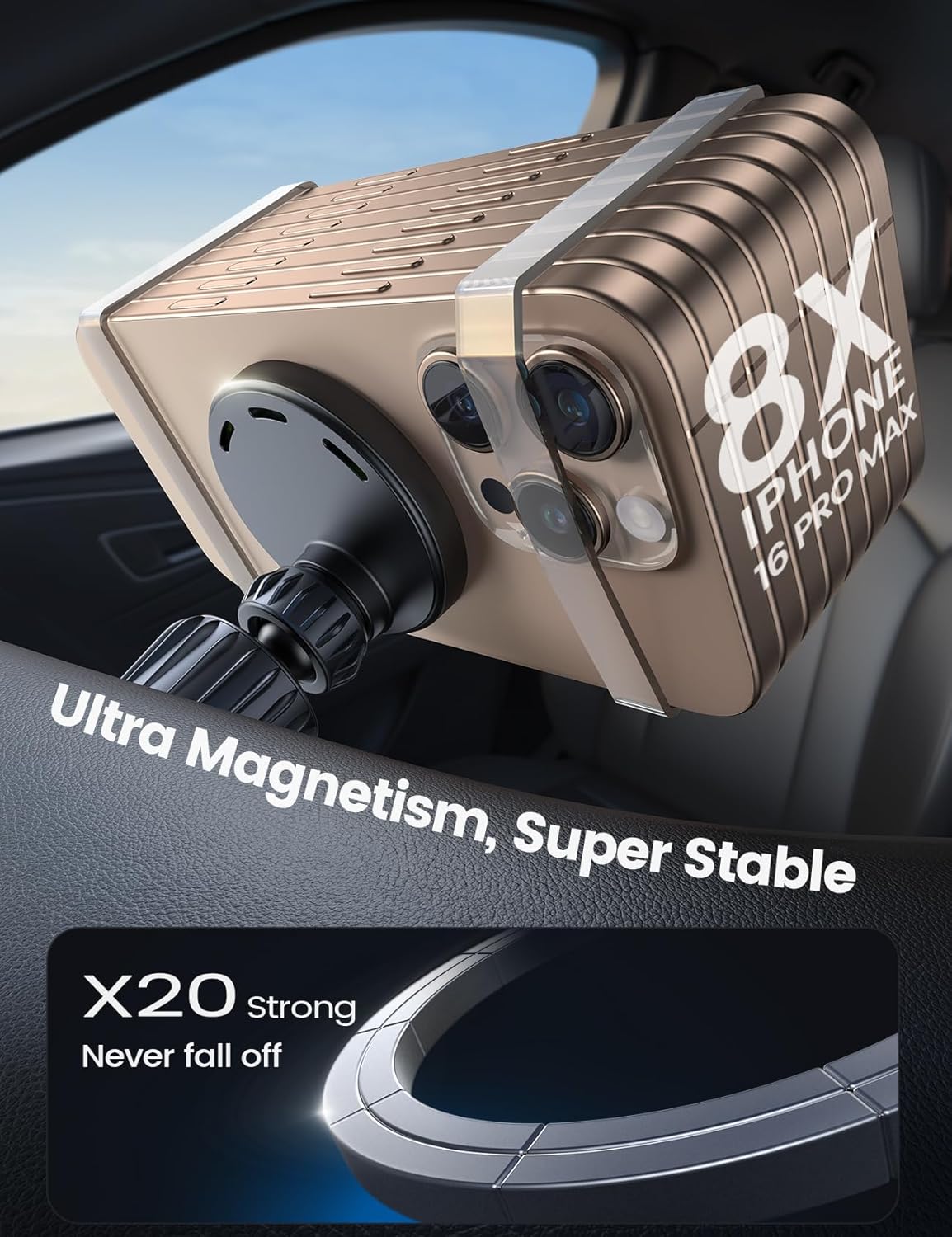 Lamicall 15W for Magsafe Car Mount Charger - Wireless Vent & Dashboard Magnetic Phone Holder Charger, for iPhone 17, 17 Pro, 17 Pro Max, iPhone 16 15 14 for MagSafe Accessories, Electrical Accessories