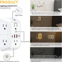 Wall Outlet Extender with Night Light, Power Plug Adapter 6 Outlet Extender with 4 USB Charging Ports 1050J Power Strip Multi Plug Adapter Spaced for Home Travel Office (2A2C)