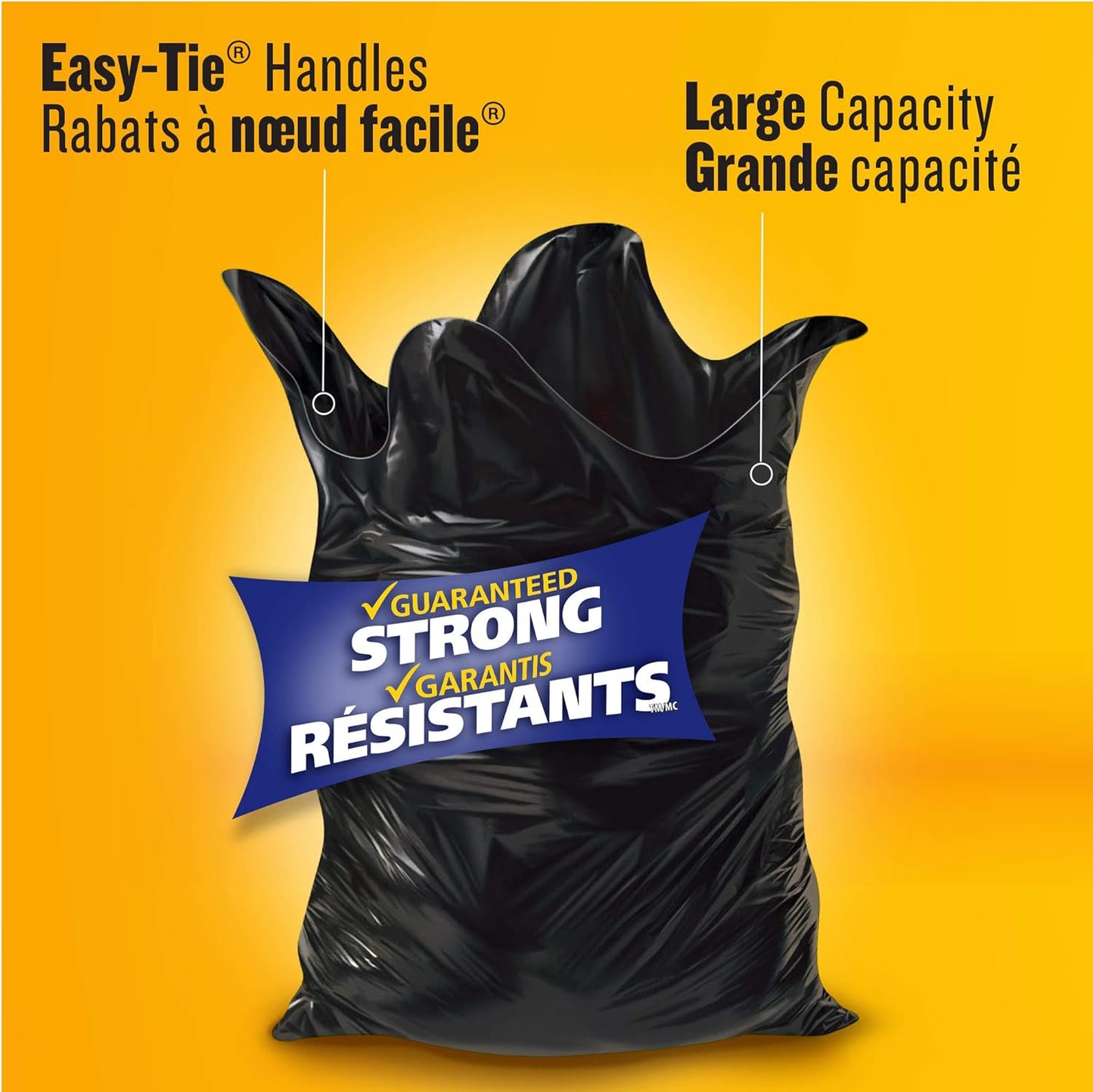 Glad Black Garbage Bags - Extra-Large 135 Litres - 20 Trash Bags Made in Canada of Global Components