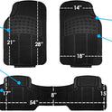 FH Group Automotive Floor Mats Solid Black Climaproof for All Weather Protection Universal Fit Trimmable Heavy Duty fits Most Cars, SUVs, and Trucks, 3pc Full Set F11306BLACK