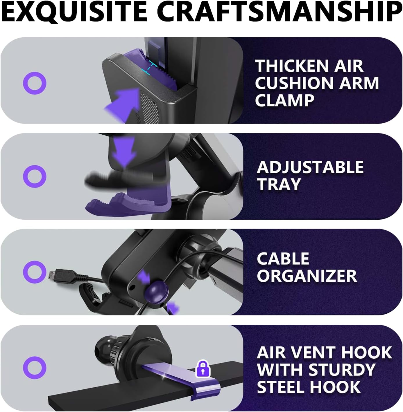 Mosurr Phone Holder Car Mount: Dual Installation (Suction & Vent Clip), 360° Rotation & Telescopic Arm for Stable GPS Navigation, Hands-Free Calls, Driving Safety, Gifts fits for All Phones 4.7-7 Inch