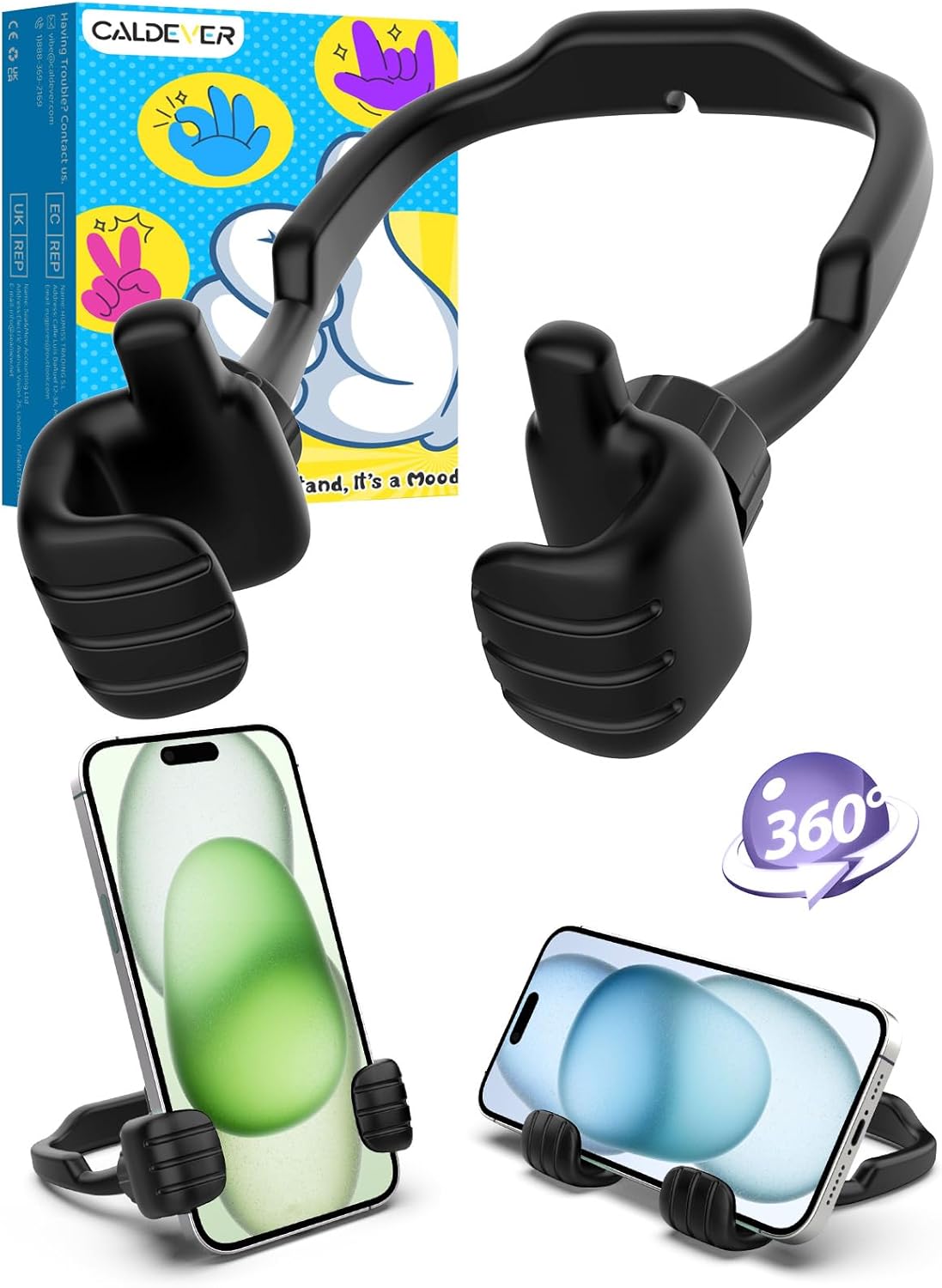 Easter Gifts for Kids Teens Girls Boys Him Men Ideas: Thumbs Up Lazy Phone Stand Cell Phone Holder Gifts for Boys Teenage Daughter Women Wife Adults Funny Easter Basket Stuffers-1 Pack Black