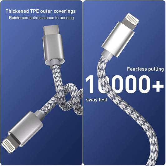 iPhone Charger [Apple MFi Certified] USB C to Lightning Cable 3Pack 6 FT iPhone Fast Charger Type C to Lightning Cable Nylon Braided iPhone Cord for iPhone 13 12 11 Pro Max Xr Xs 8 7 6 Plus and More
