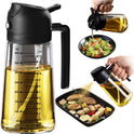 TrendPlain 470ml Olive Oil Spray Bottle for Kitchen Gadgets - 2 in 1 Olive Oil Dispenser Bottle and Air Fryer Accessories for Cooking, Salad and BBQ - Black