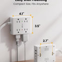 Surge Protector Power Bar, SUPERDANNY 6 Ft Extension Cord with 8 Outlets & 4USB Ports (2 USB 2 C), Mountable Flat Plug Power Strip, Surge Protection for Home, Office, Dorm