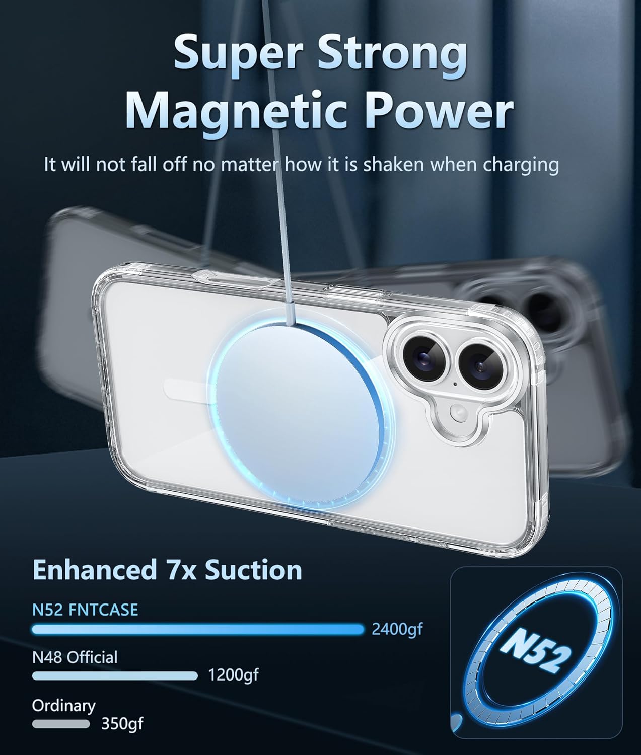 FNTCASE for iPhone 16 Case Clear: Magnetic Phone Cases with Screen Protector Drop Proof Compatible with Magsafe Slim Anti Yellowing Rugged Shockproof Protective Cell Cover (A-Clear Magnetic)