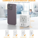 Multi Plug Outlet Extender, TESSAN Multiple Plug Extension Block with 4 AC Splitter, 2 USB A Ports and 1 USB C Port, Surge Protector Wall Outlet Expander for Home Office Dorm Room Essentials, Gray